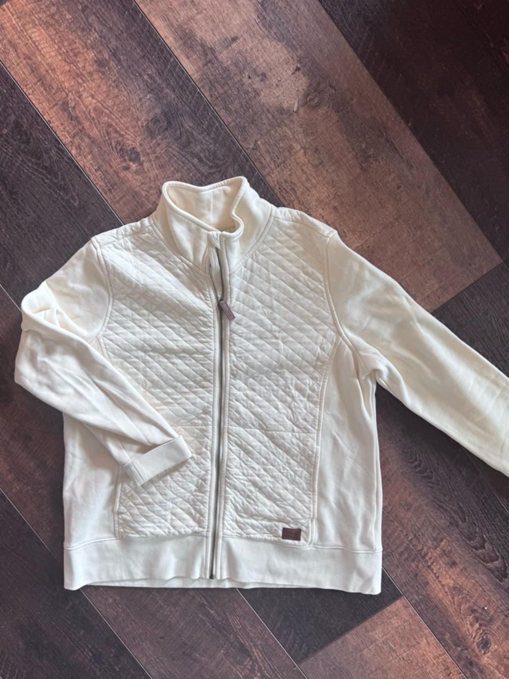 L.L.Bean Quilted Full Zip Jacket Cream Ivory Women’s Large Petite